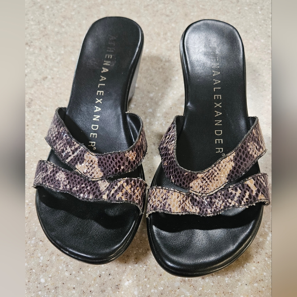 Athena Alexander Faux Snakeskin Slide Sandals